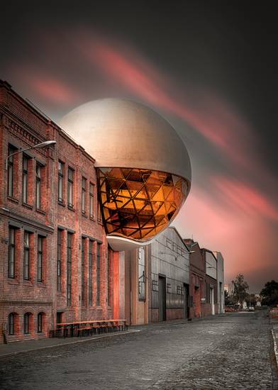 Niemeyer Sphere Leipzig im Sonnenuntergang  2021