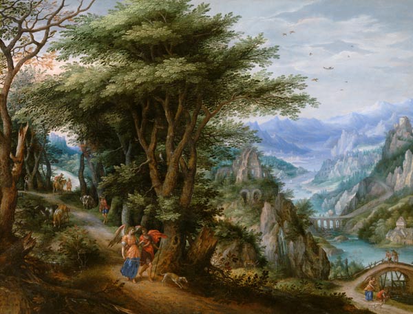 Landschaft mit Tobias und dem Engel von Denys van Alsloot