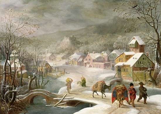 A Winter Landscape with Travellers on a Path von Denys van Alsloot