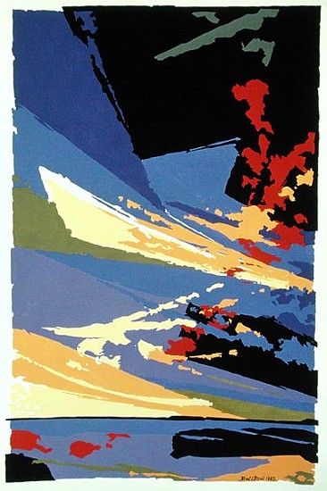Sunset, St. Ouen, 1985 (gouache on paper)  von Derek  Crow