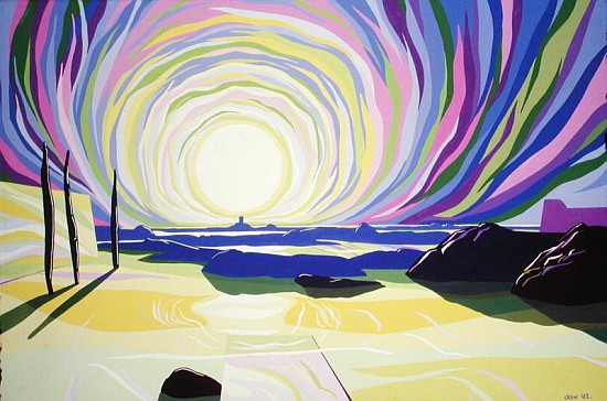 Whirling Sunrise, La Rocque, 2003 (gouache on paper)  von Derek  Crow