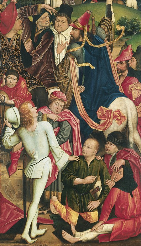 Ritter und Soldaten beim Würfelspiel um Gewand Christi von Derick Baegert