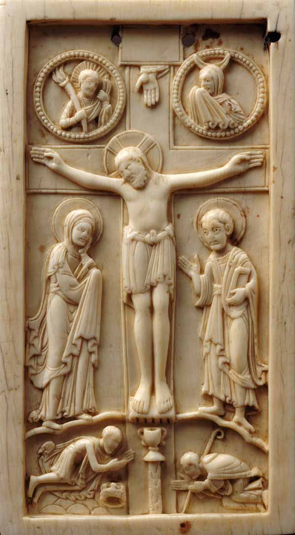 Kreuzigung Christi mit Stifterfiguren von (deutsch) Unbekannt