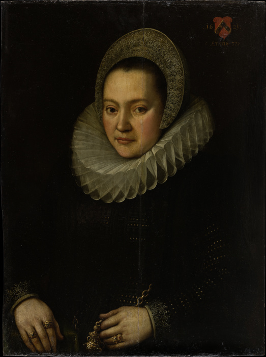 Bildnis einer 37jährigen Frau von Deutscher Meister von 1621