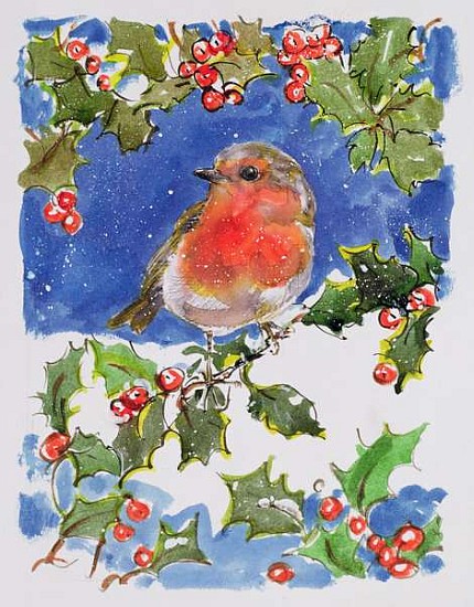 Christmas Robin, 1996 (w/c)  von Diane  Matthes