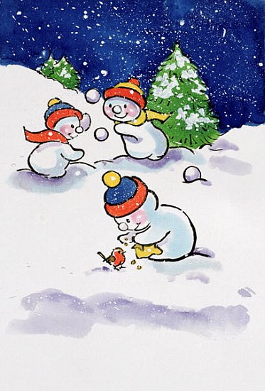 Little Snowmen Snowballing, 1996 (w/c)  von Diane  Matthes