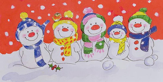 Snow Family (w/c and ink on paper)  von Diane  Matthes