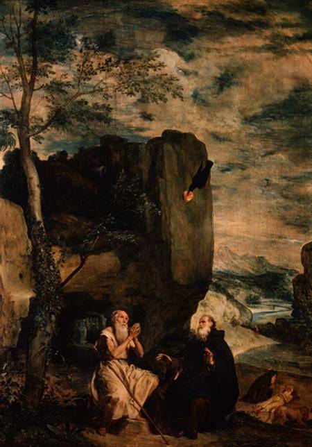 St. Anthony the Abbot and St. Paul the First Hermit von Diego Rodriguez de Silva y Velázquez