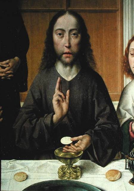 Christ Blessing, detail from the Altarpiece of the Last Supper von Dieric Bouts d. Ä.