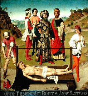 The Martyrdom of Saint Erasmus, central panel from the Triptych of Saint Erasmus c.1460