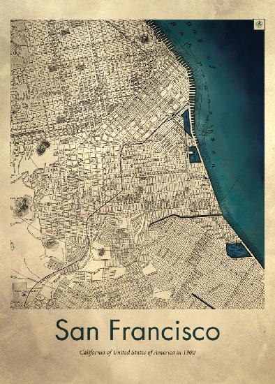 Retro-Karte von San Francisco