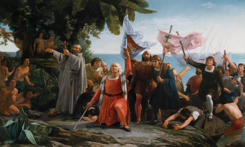 The First Landing of Christopher Columbus (1450-1506) in America von Dioscoro Teofilo de la Puebla Tolin