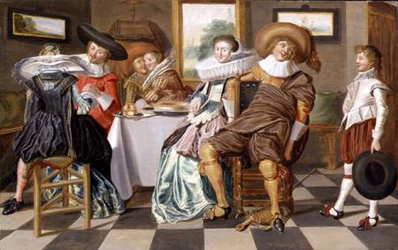 Elegant Figures Feasting at a Table von Dirck Hals