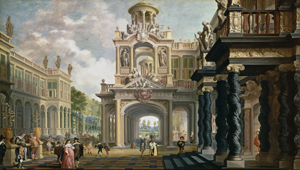 Großer Gartenpalast. (Figuren evtl. von Anthonie Palamedes) von Dirck van Delen