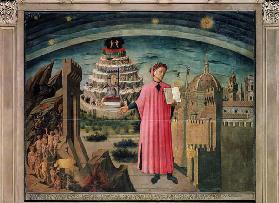 Dante and his poem the 'Divine Comedy', 1465 (tempera on panel) 16th