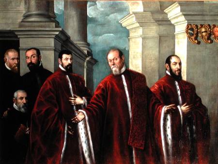 Portrait of Three Lawyers and Three Notaries von Domenico Tintoretto