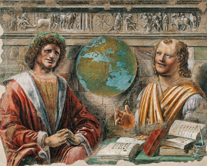Heraclitus (c.535-c.475 BC) and Democritus (c.460-c.370 BC) from a fresco originally in the 'Sala de von Donato Bramante