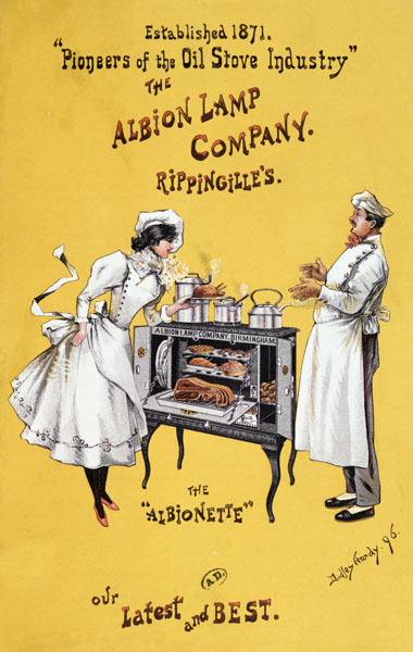 Advertisement for 'The Albionette' oven, manufactured by 'The Albion Lamp Company' von Dudley Hardy