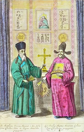 Matteo Ricci (1552-1610) and another Christian missionary to China, from ''China Illustrated'' Athan von Dutch School