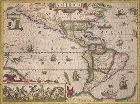 Map of America, from the Mercator 'Atlas', pub. by Jodocus Hondius (1563-1612), Amsterdam, 1606 (eng 19th