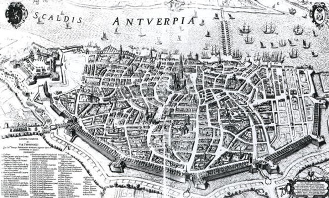 Map of Antwerp (engraving) (b/w photo) von Dutch School, (18th century)