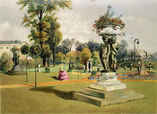 The Terrace Garden, Woburn Abbey (chromolitho) von E. Adveno Brooke