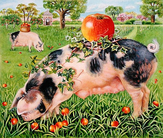 Gloucester Pigs, 2000 (acrylic on canvas)  von E.B.  Watts