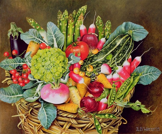 Summer Vegetables, 1995 (acrylic)  von E.B.  Watts