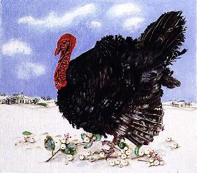 Black Turkey with Snow Berries, 1996 (acrylic on paper) 