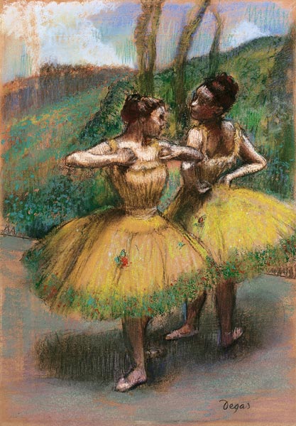 Danseuses jupes jaunes (Deux danseuses en jaune) von Edgar Degas