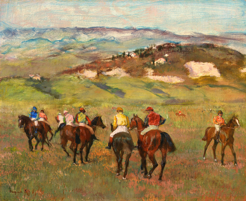 Jockeys on Horseback before Distant Hills von Edgar Degas