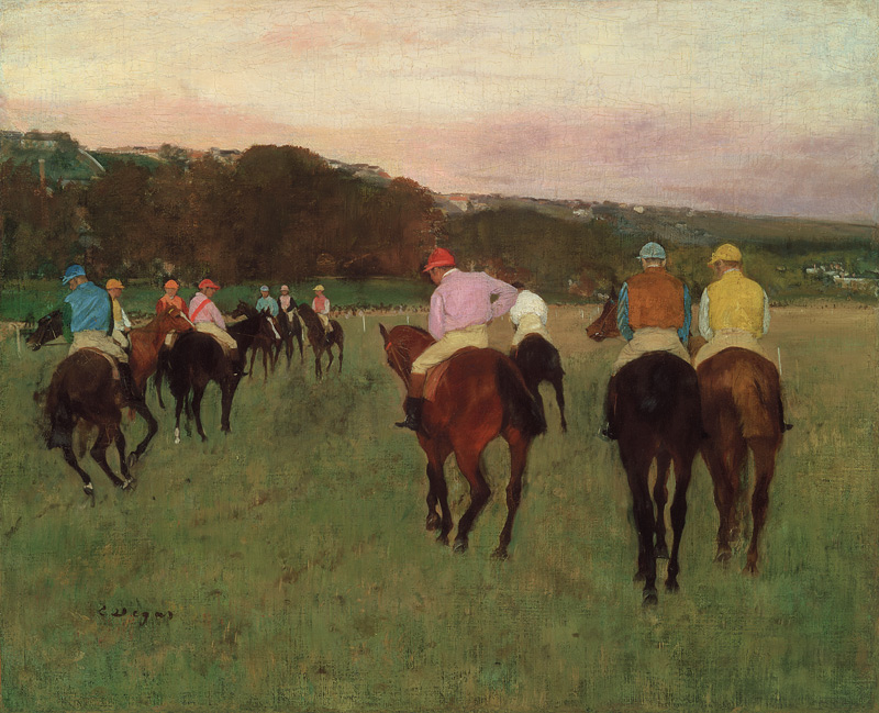 Rennpferde in Longchamp von Edgar Degas