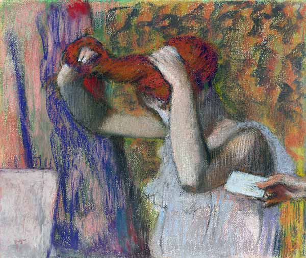 Frau beim Frisieren, der Brief von Edgar Degas