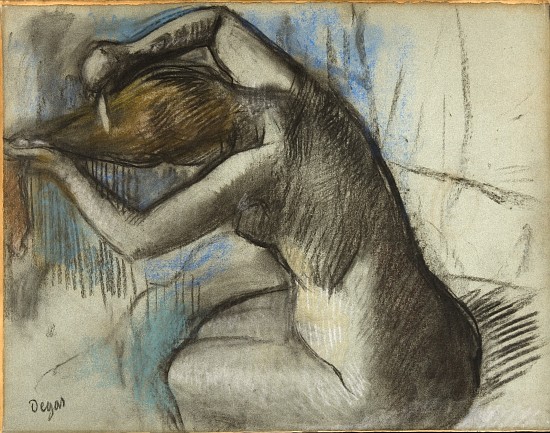 Seated Nude Woman Brushing her Hair von Edgar Degas