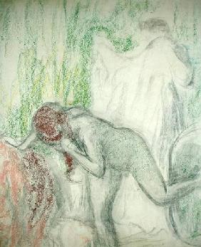 Nude getting out of the Bath (pastel on crayon)