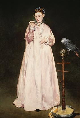 Frau mit Papagei. 1866