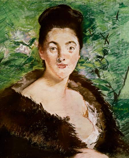 Woman in a fur coat (pastel) von Edouard Manet
