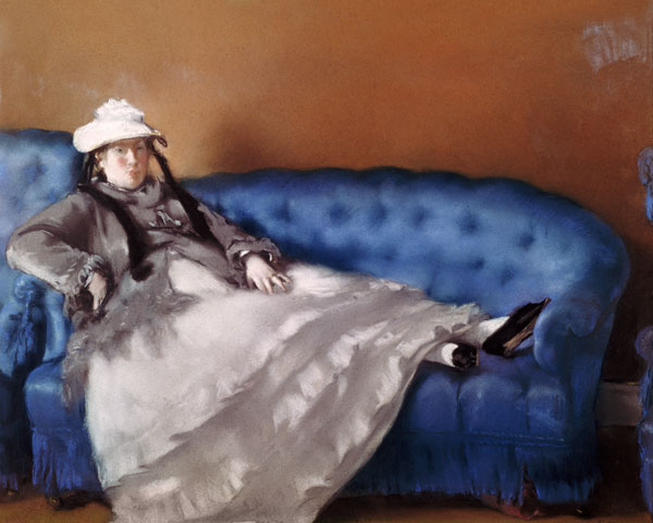 Madame Manet auf blauem Sofa von Edouard Manet