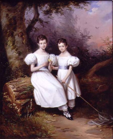 Portrait of Two Children von Edouard Pingret
