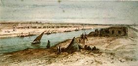 The Suez Canal from a souvenir album commemorating the Voyage of Empress Eugenie (1827-1920) at the  c.from a
