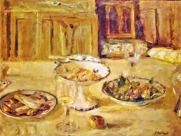 Bowls of fruit and biscuits and wineglass (oil on canvas)  von Edouard Vuillard