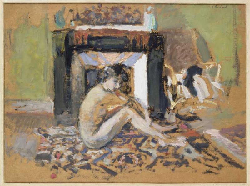 Frauenakt vor Kamin von Edouard Vuillard