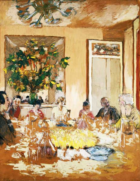 The Dining Room at Chateau de Clayes, 1938 (distemper and charcoal on paper)  von Edouard Vuillard
