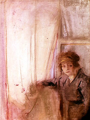 Woman Leaning by a Window (pastel on paper)  von Edouard Vuillard