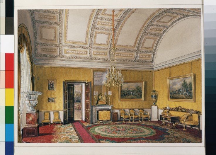 Die Interieurs des Winterpalastes. Das erste Reservezimmer. Der gelbe Salon der Grossfürstin Maria N von Eduard Hau