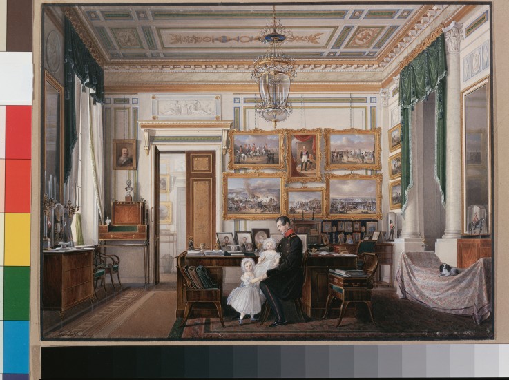 Die Interieurs des Winterpalastes. Das Arbeitszimmer des Kaisers Alexander II. von Eduard Hau