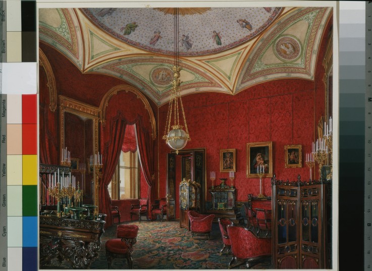 Die Interieurs des Winterpalastes. Das Arbeitszimmer der Kaiserin Alexandra Fjodorowna von Eduard Hau