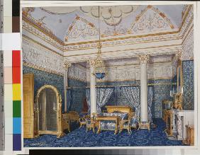 Die Interieurs des Winterpalastes. Das Schlafzimmer der Kaiserin Alexandra Fjodorowna 1870