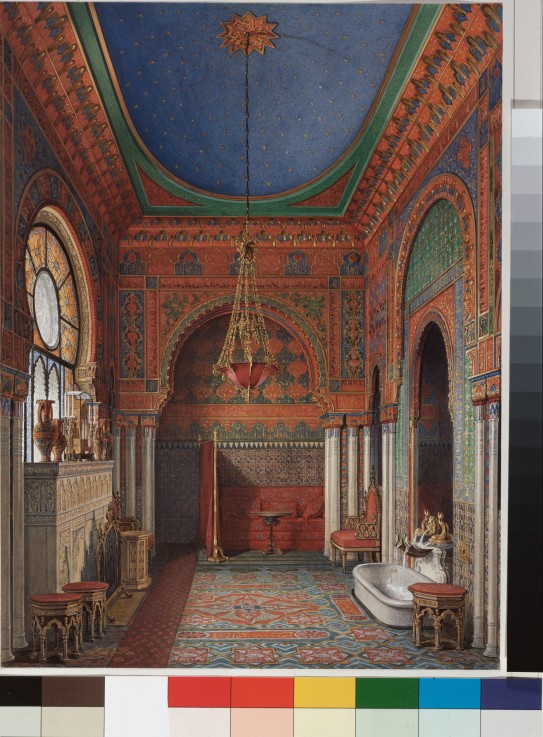 Interieure des Winterpalastes. Das Badezimmer der Kaiserin Alexandra Fjodorowna von Eduard Hau
