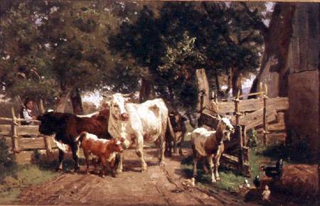 A Farmyard Scene von Eduard Weichberger